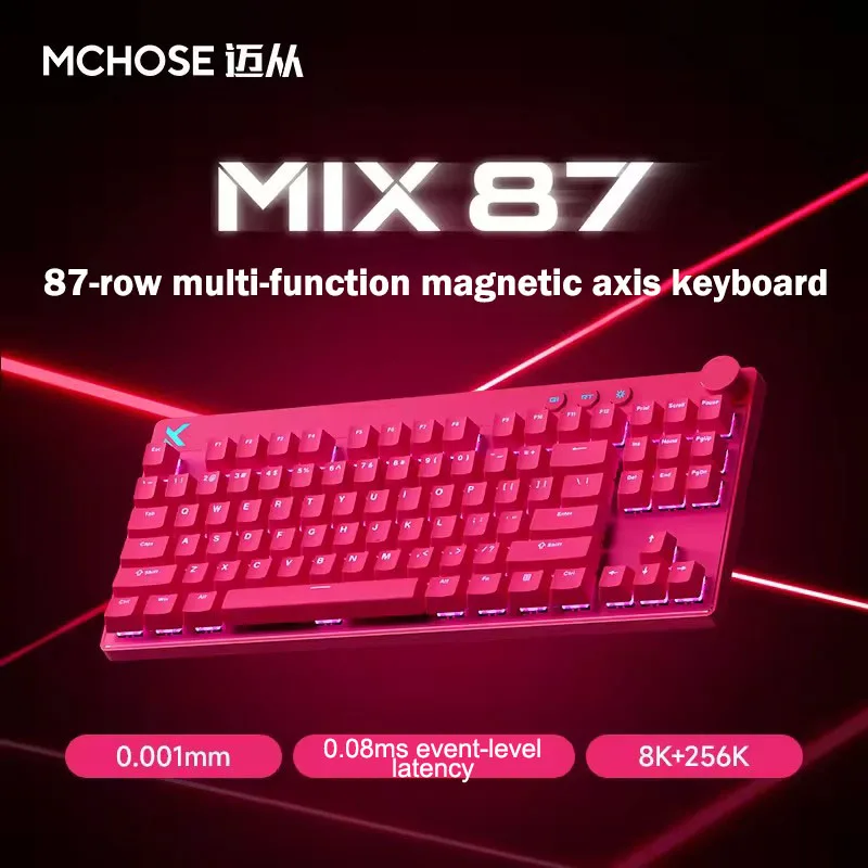 

MCHOSE MIX87 Magnetic Swtich Keyboard Custom Wired Gaming Keyboard RGB 8K+256K 0.08ms Low Latency 0.001mmRT E-sport PC Keyboard