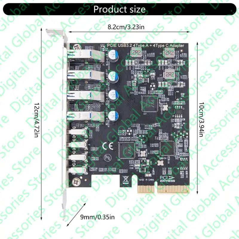 8 PORT PCIE TO USB 3.2 TYPEA и TIPEC ARVANSION ADAPTER SHARD Обновление настольного компьютера ASM3142+VL822+VL822 20 Гбит / с.