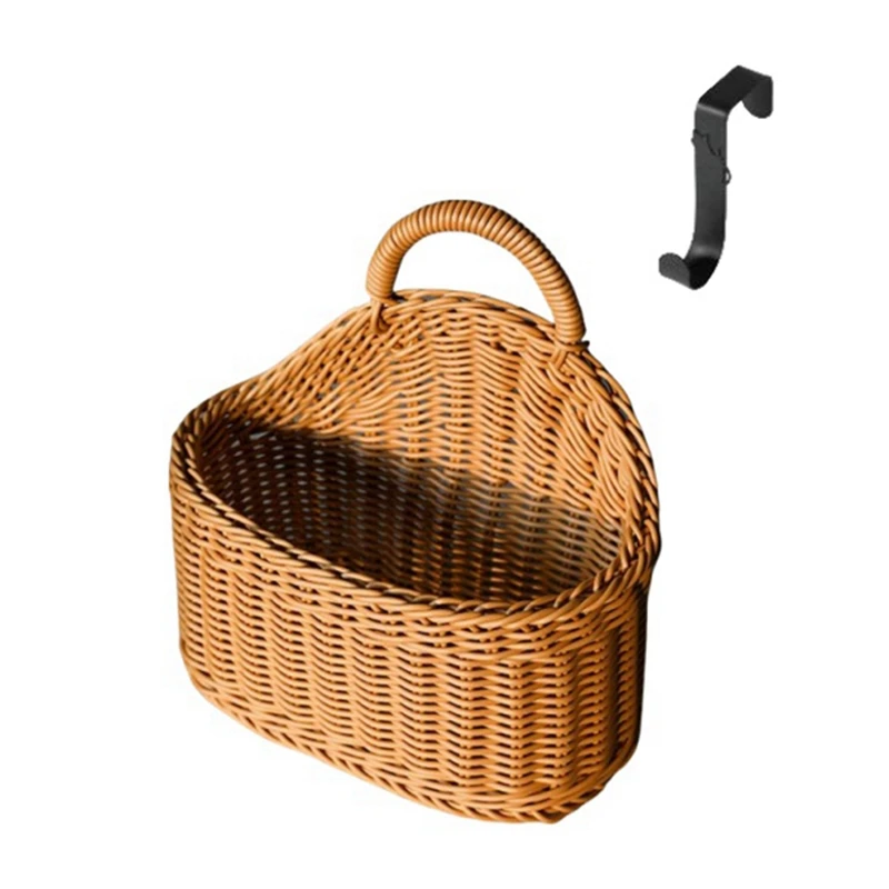 

Wall Mounted Vegetable And Fruit Basket, Simulated Rattan Hanging Basket, Wall-Mounted Hanging Basket, Home Decoration