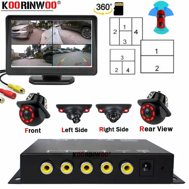 Dash Cam Cars Smart Intelligent Systems Supplies Vehicle Accessories 360 Video Recorder Dvr Black Box For Rear View Front Camera