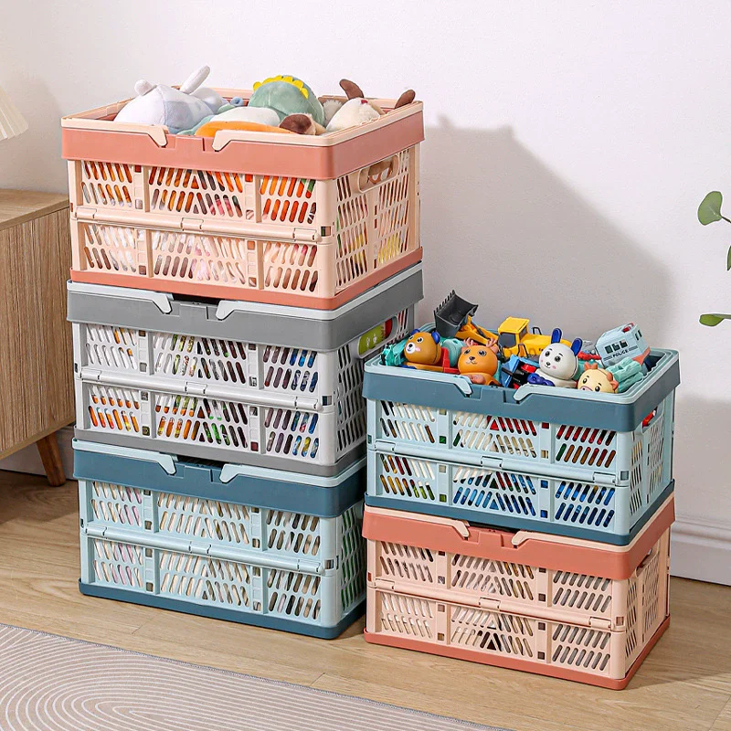 

1pc Foldable Pastel Storage Basket Large Foldable Storage Box with Handle for Kitchen Living Room and Desktop Organization