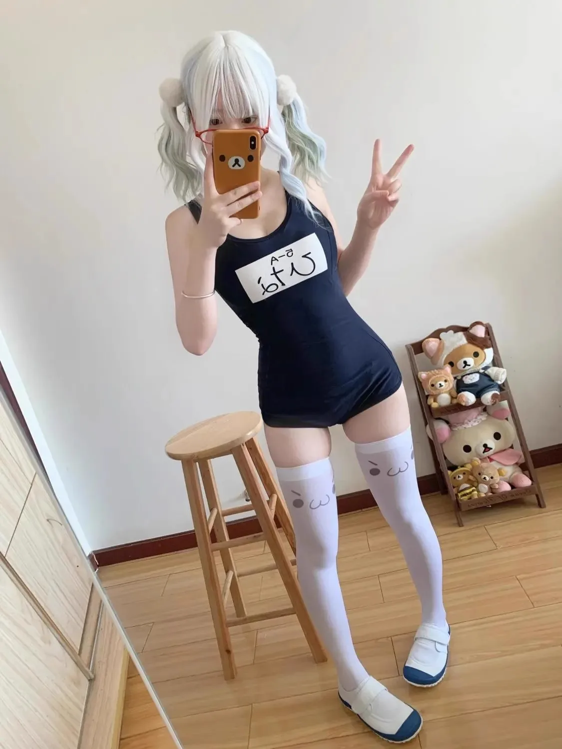 Traje de baño de Cosplay de archivo azul Sorasaki Hina, Monokini de una pieza con realce, traje deportivo de marinero para chica escolar, ropa de playa acolchada para nadar