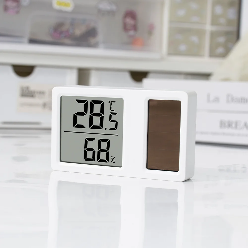 Solar Digital Thermometer Hygrometer Set, 4pcs Indoor Temperature And Humidity Meter Gauge For Home Monitoring