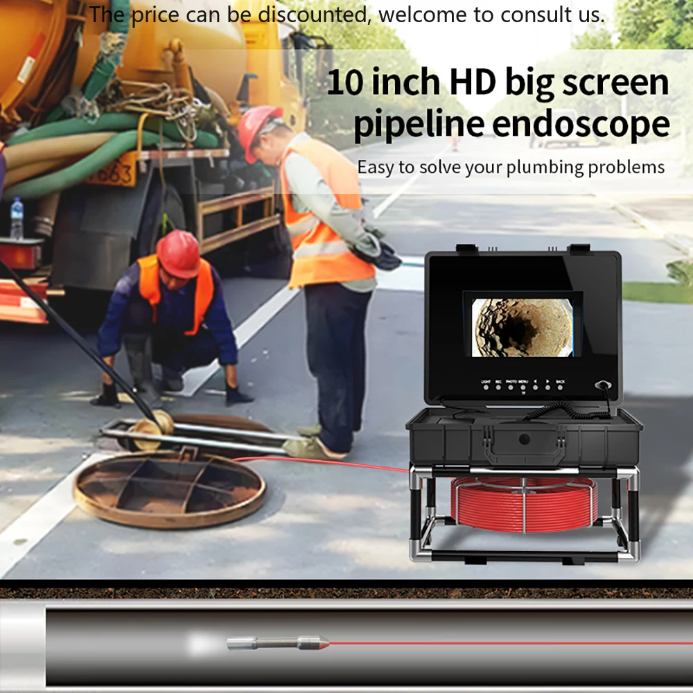 

Factory 28mm Lens HD Cameras Endoscope Pipe Inspection Camera,10 ''screen IP68 Waterproof LED Lighting Sewer Pipe Endoscope