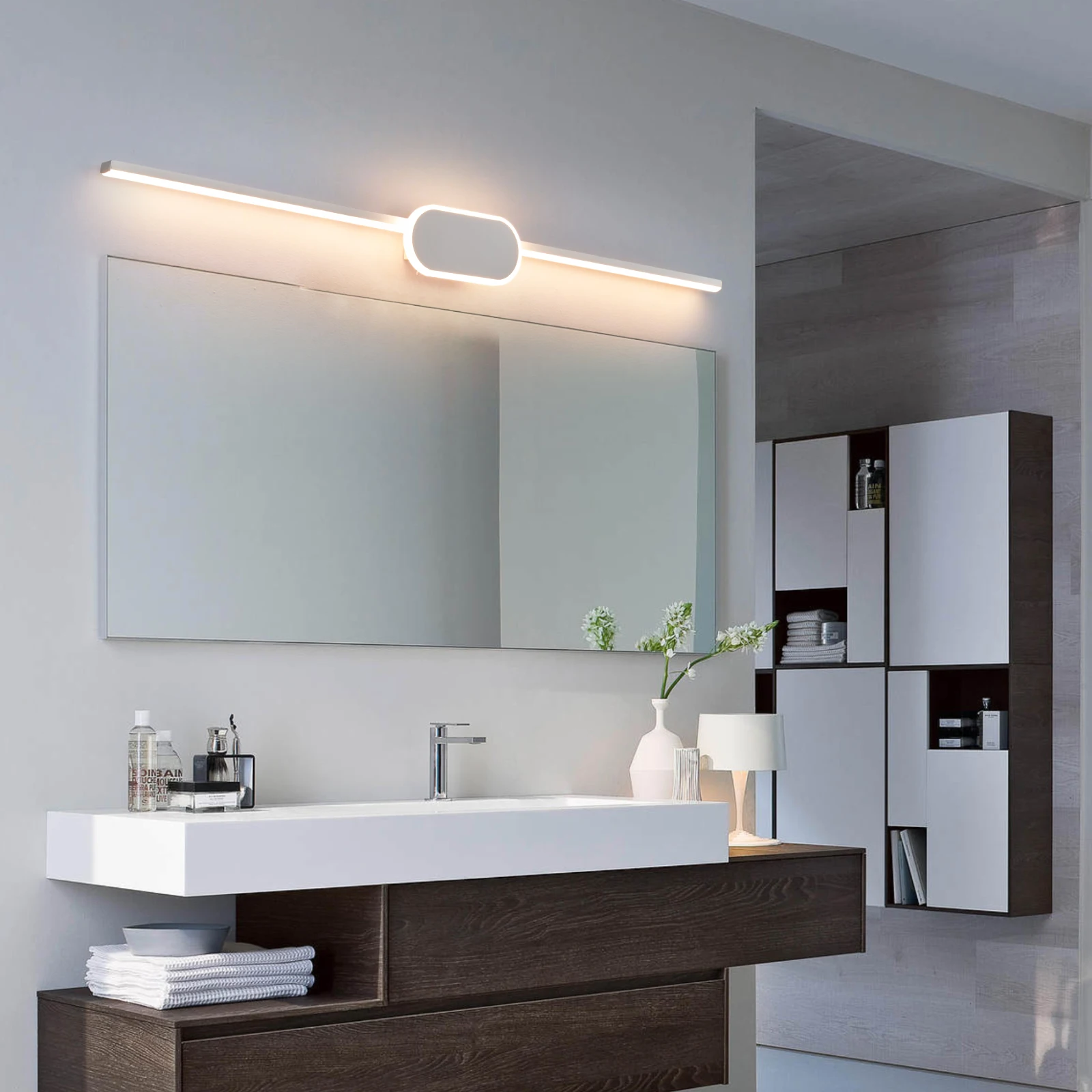 70/90/110cm moderno led specchio bagno luce decorazioni per la casa lampade da parete per specchio da bagno toletta applique da parete bianco nero