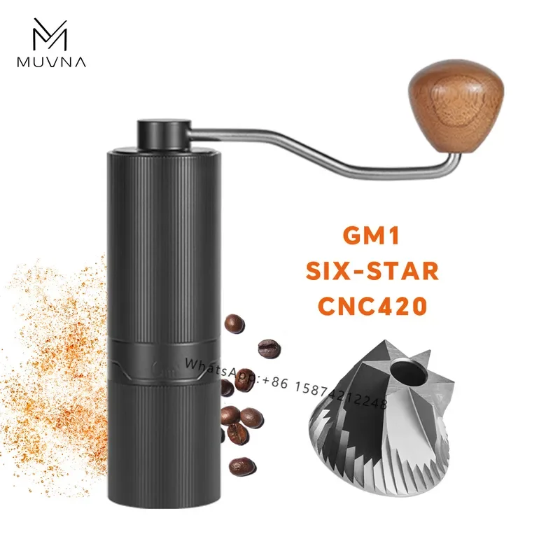 

Manual Coffee Grinder with six-star CNC420 Tapered Grinding core-Internal Adjustable,Double Bearing Positioning for barista