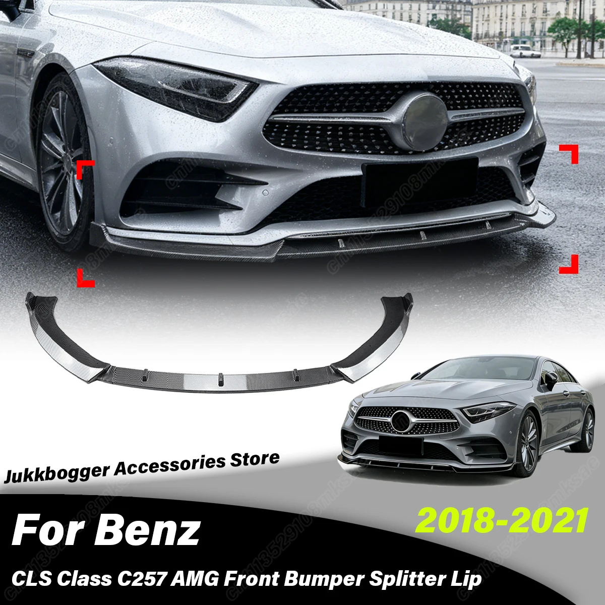 

For Mercedes Benz CLS Class C257 CLS300 CLS350 CLS450 CLS53 AMG 2018 2019 2020 2021 Car Front Bumper Spoiler Lip Decoration Kit