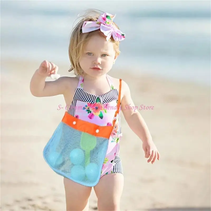 85AE Kinder-Strandtasche, bunte Tasche zum Aufbewahren von Sandspielzeug und Muscheln bei Outdoor-Aktivitäten,