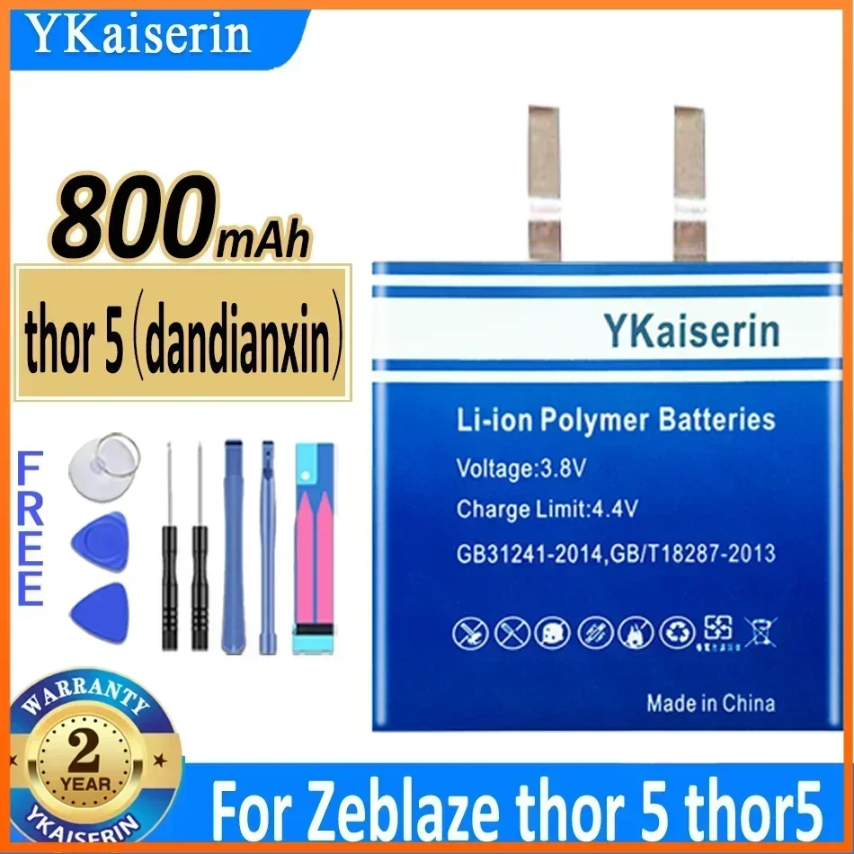 YKaiserin 800 mAh wymienna bateria do Zeblaze Thor 5 Thor5 4 podwójna bateria gwarancja 2 lata + numer ścieżki