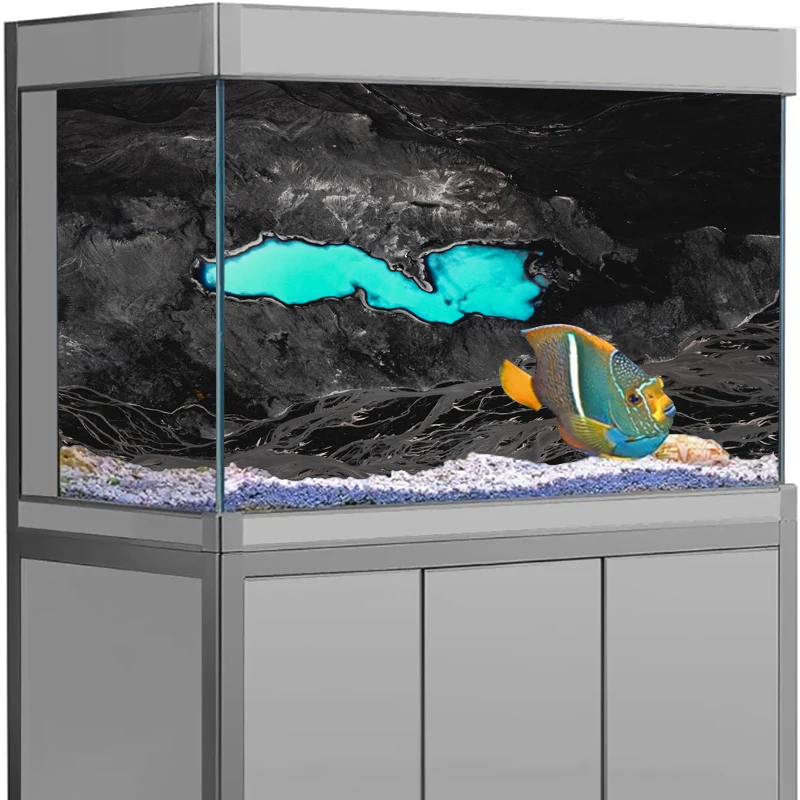 3D Aquarium Background Poster PVC Adhesive Sticker Fish Tank Underwater World Backdrop Rock Background Sticker