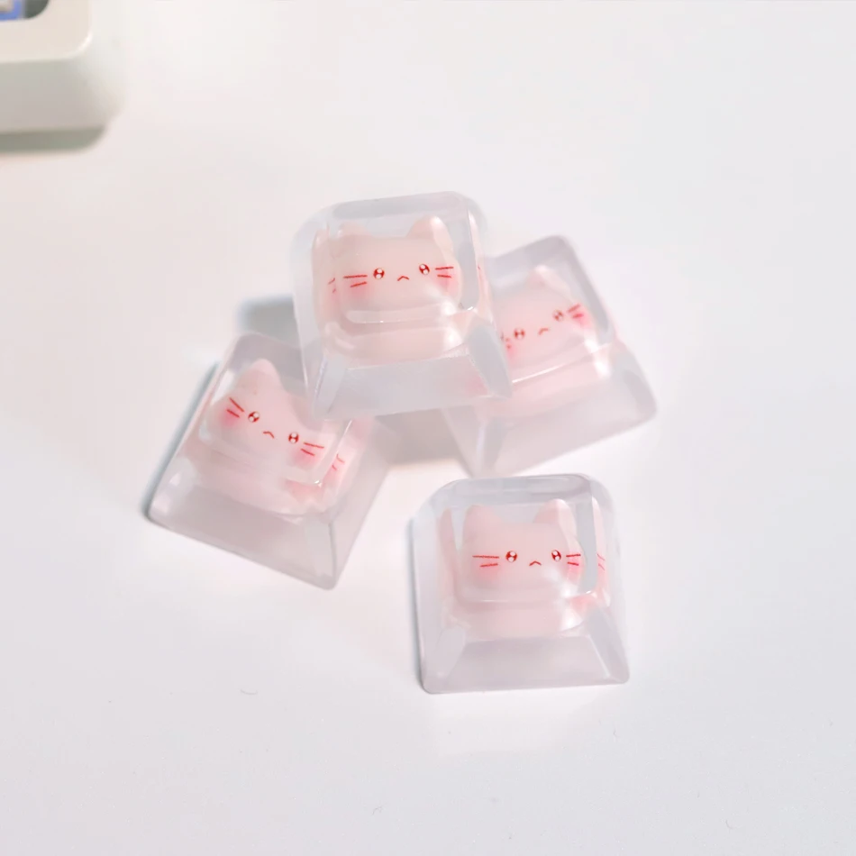 Diy transparente gato keycap para cereja eixo teclado mecânico design personalizado teclas de direção bonito 1u/1.25u tampas de jogo personalizadas