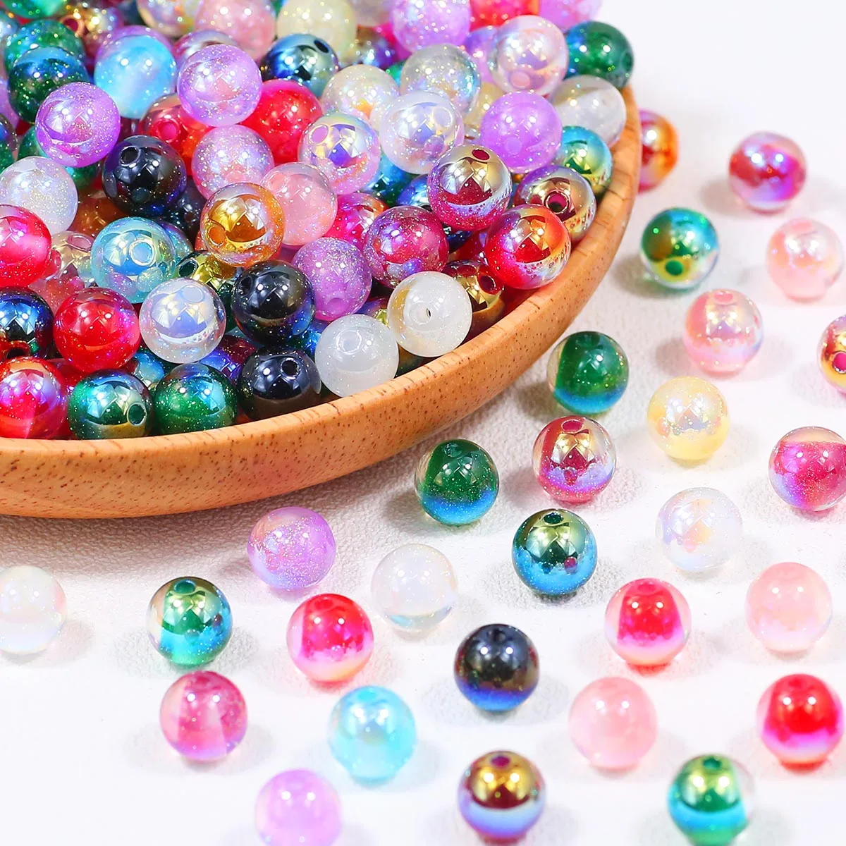 5/10/20pcs 10mm Starlight Straight Hole Round Resin Bead Loose Spacer Beads for Jewelry Making DIY Bracelet Accessory Wholesale