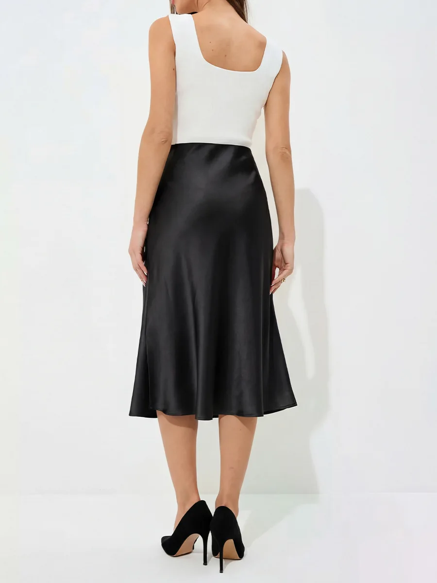 Elegant Pleated Midi Skirt Woman Sexy Office Summer Cheap Clothes Gothic Beach Outfits Black women's skirts clearance sales
