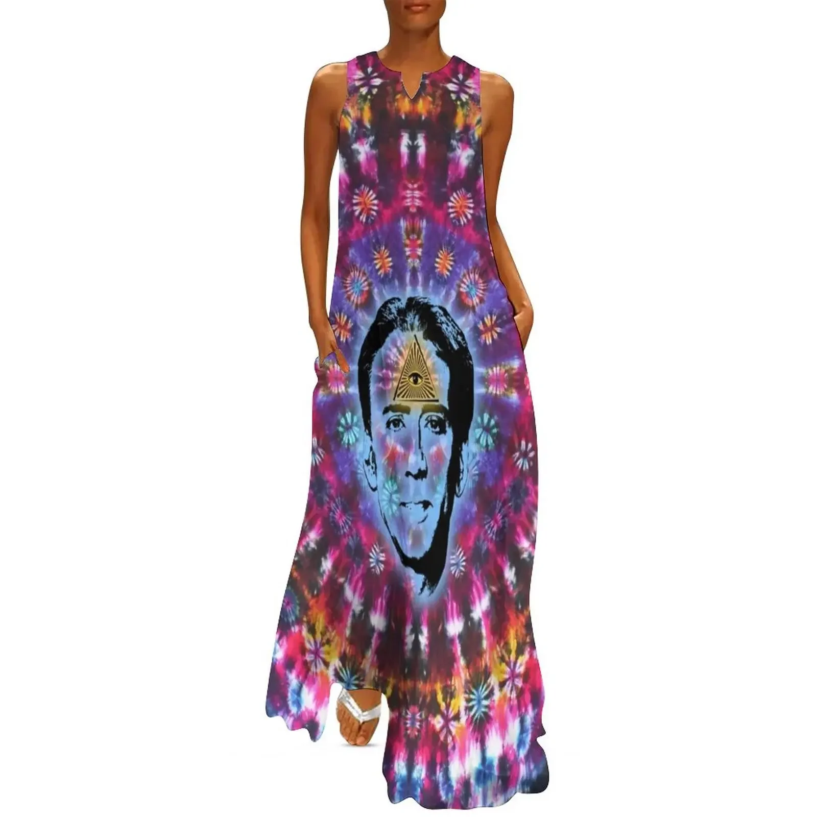 

Nicolas Cage Third Eye - Tie Dye Shambhala II Long Dress luxury dresses summer woman dress 2025 Dress