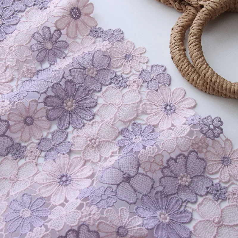 

Colorful Milk Silk Three-dimensional Embroidery Hollowed Out Color Blocked Water-soluble Lace， Clothing Dress DIY Decoration