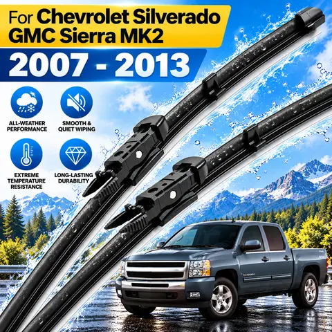 2Pcs Front Windshield Wiper Blades Set For Chevrolet Silverado GMC Sierra 2007 - 2013 All-Weather Replacement Wiper Blades Rain Brushes Pair