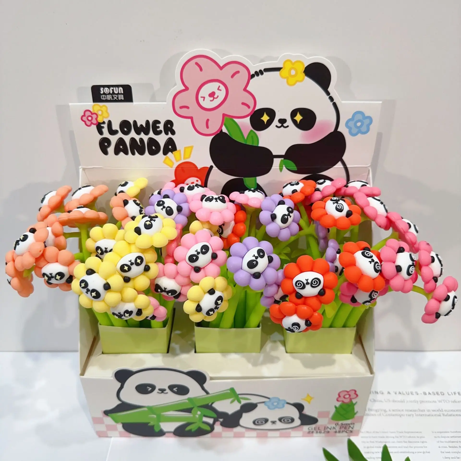 48pcs New Attraction Red Panda Neutral Pen Cute Cartoon Panda Shaker Pen Silicone Material Exclusive Signature Pen