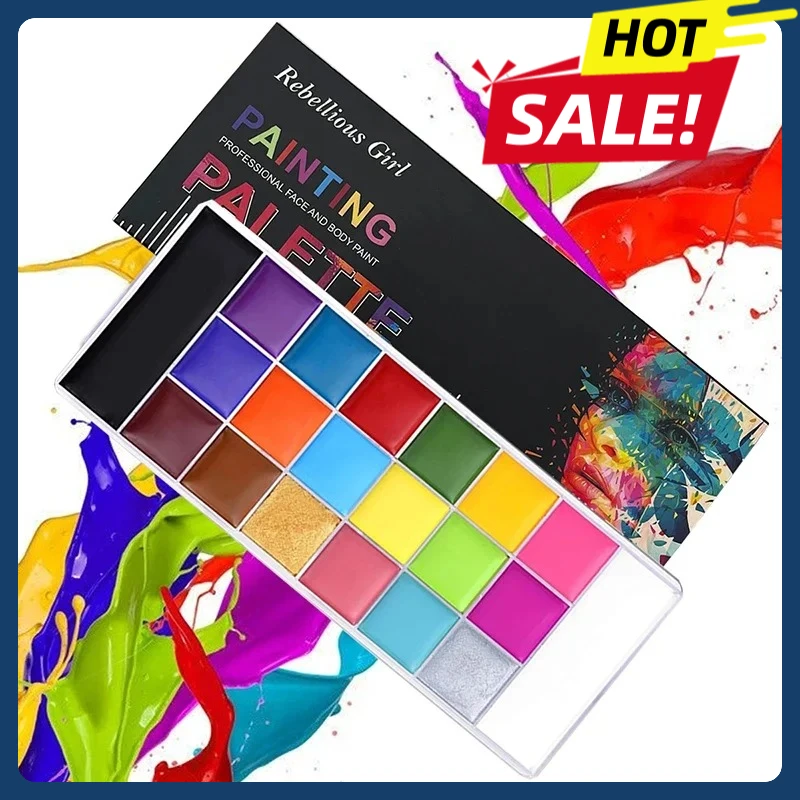 Pintura Corporal y Facial de 20 Colores, Pigmento de Pintura No Tóxico, Seguro para Niños, Pintura de Tatuaje Temporal con Pincel, Arte, Halloween, Cosplay, Fiesta