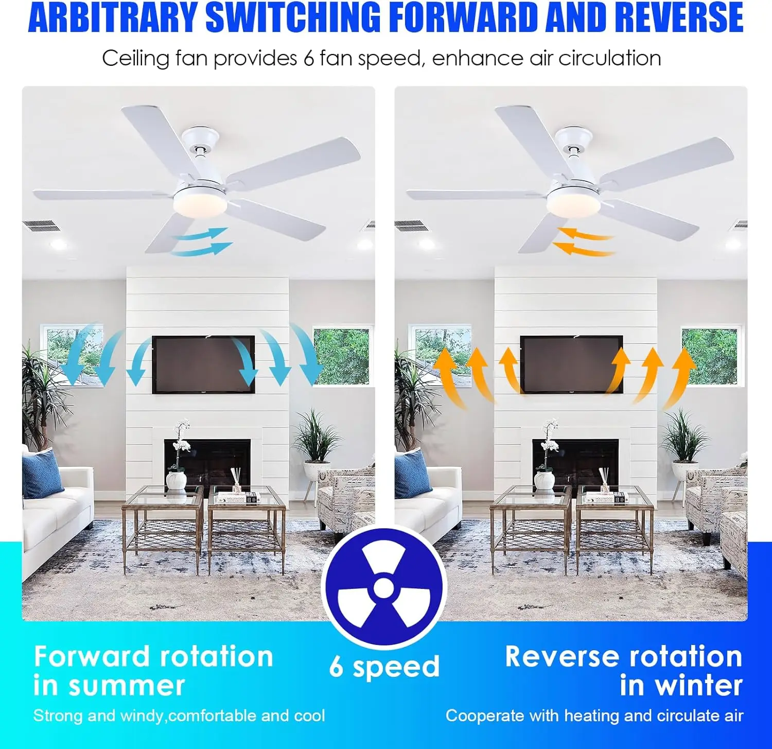 Ceiling Fan With Light-52 Low Profile Ceiling Fans-Flush Mount Ceiling Fan And Remote App Control, Reversible,