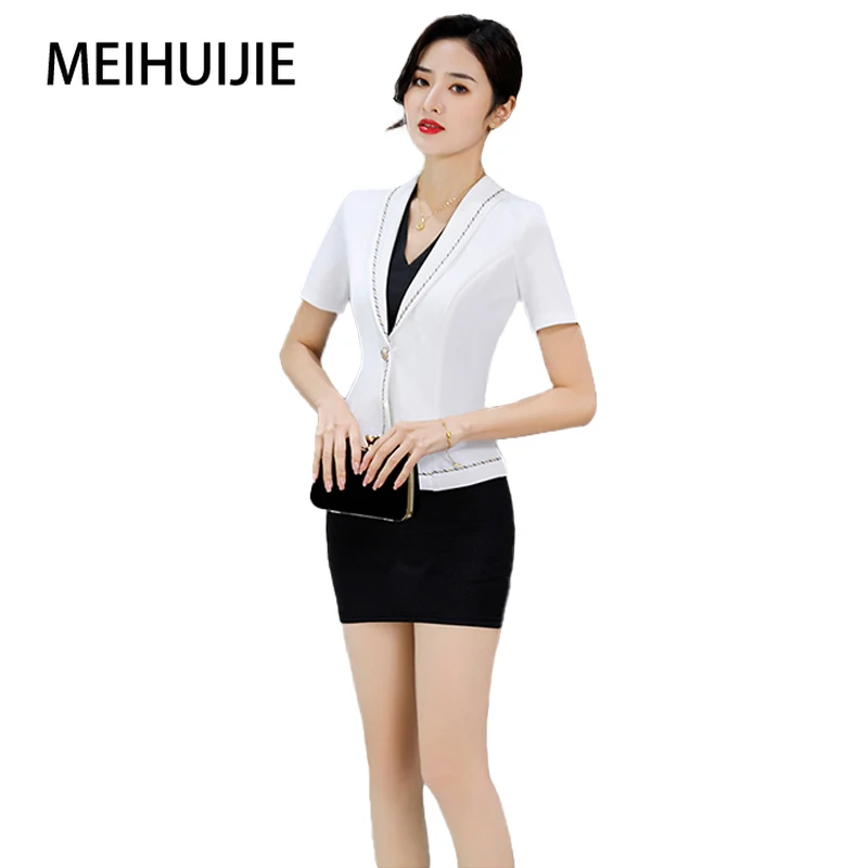 Women's Professional Skirt Suit Overalls New Hotel Front Desk Work Clothes Esthetician Spa Uniforms Salon Nail Technician Suit