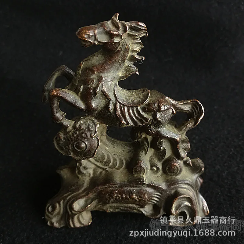 Antique Bronzeware: Small Bronze Horse Figurine with Base for Home and Office Decoration