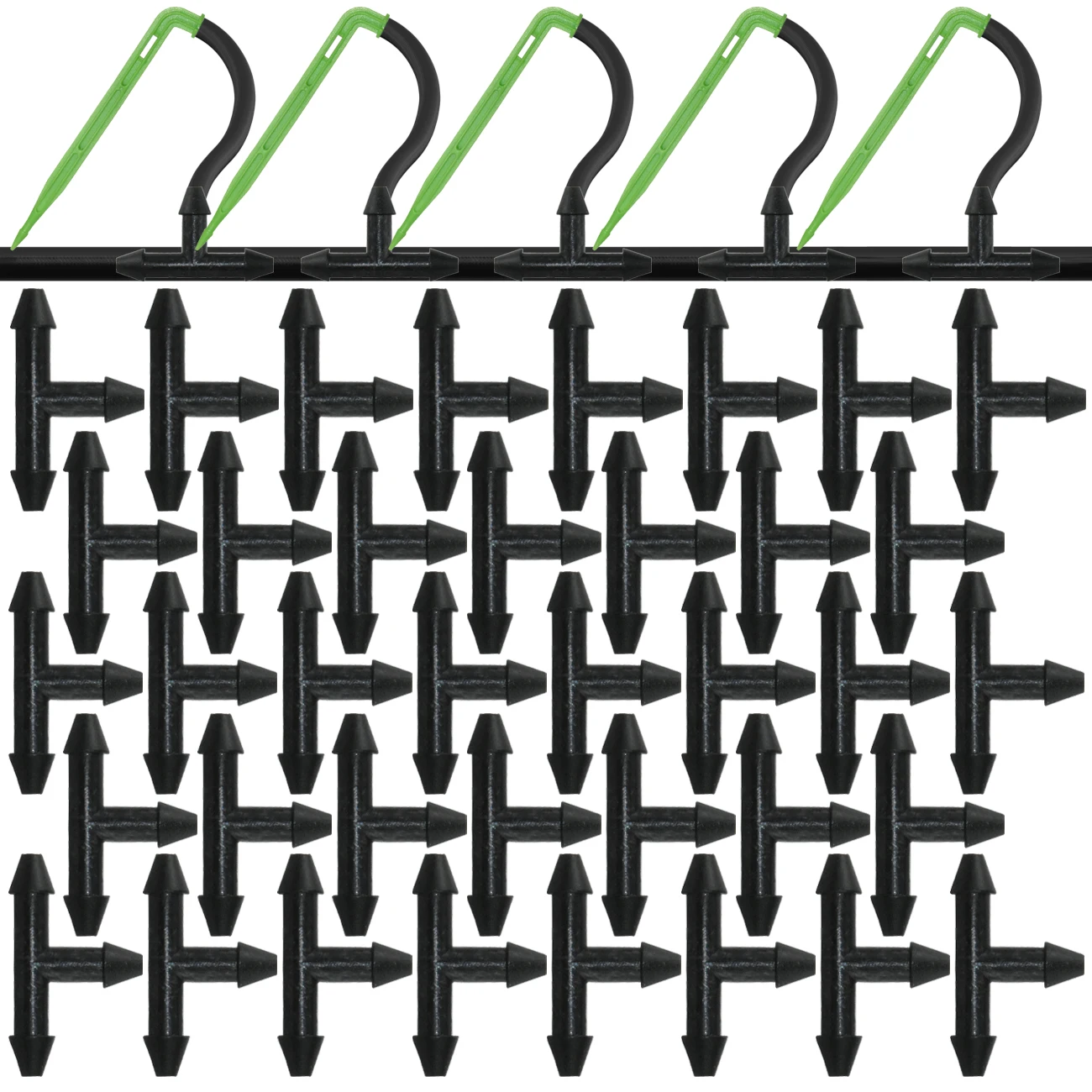 Sprycle 50pcs 3/5mm Hose Barbed 3-Way Tee Connector for 1/8'' Micro Drip Irrigation Tubing Couplings Watering Pipe Garden Tools