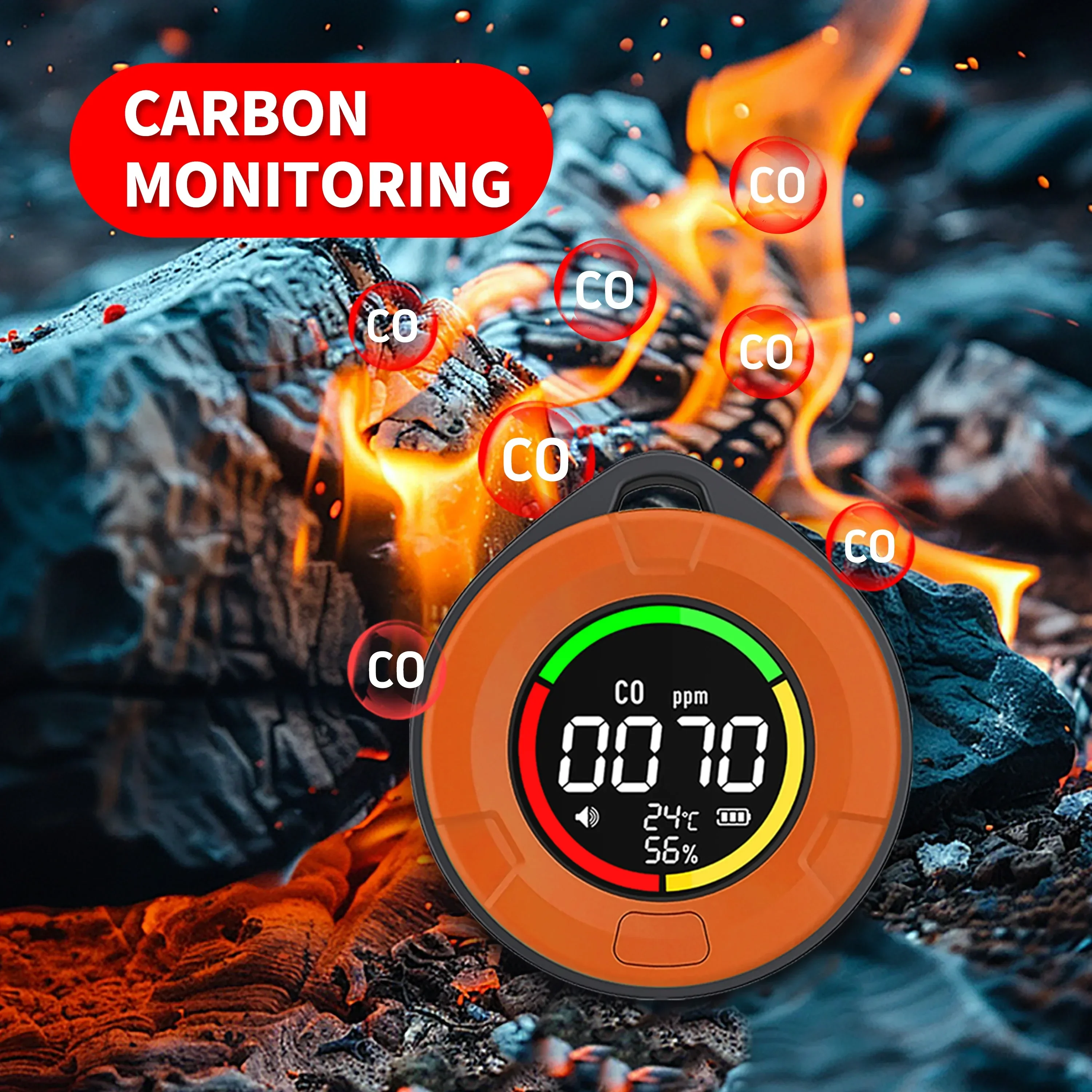 PTH-10C Mini rilevatore di CO2 sensore NDIR a infrarossi monitoraggio della qualità dell\'aria di anidride carbonica schermo LED HD ricarica TYPEC