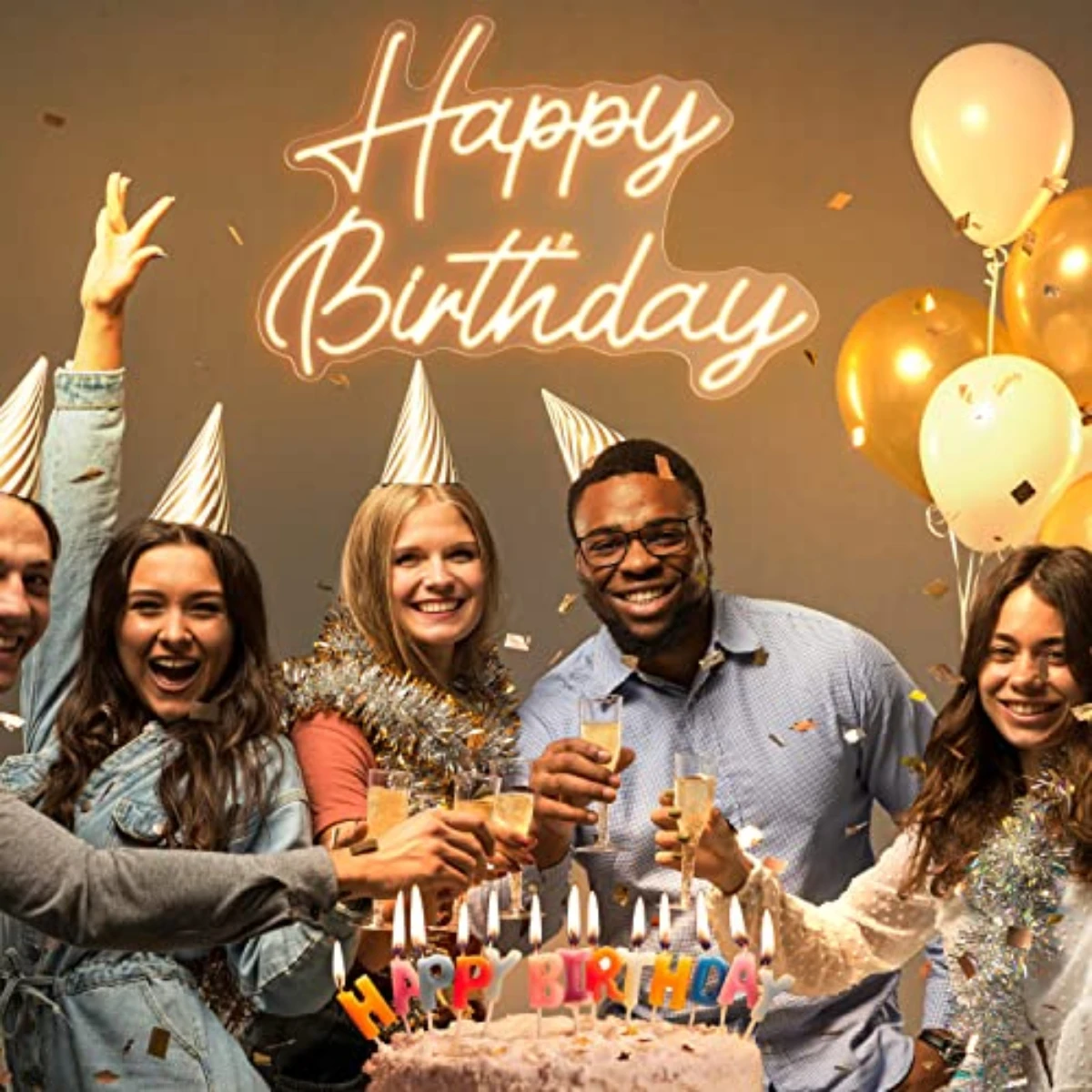 

Happy Birthday Neon Sign Neon Light Happy Birthday Sign for Wall Decor Wall Neon Sign with Dimmable Switch Birthday Party sign