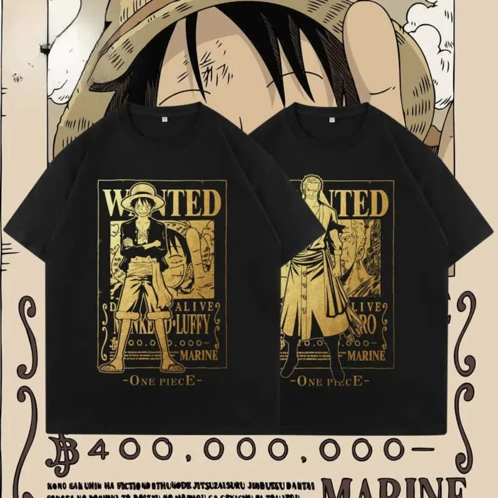 Heren Japans Trendy Merk Animatie Perifere One Piece Luffy T-shirt Zomer Puur Katoen Tweedimensionaal Korte Mouw Nieuw