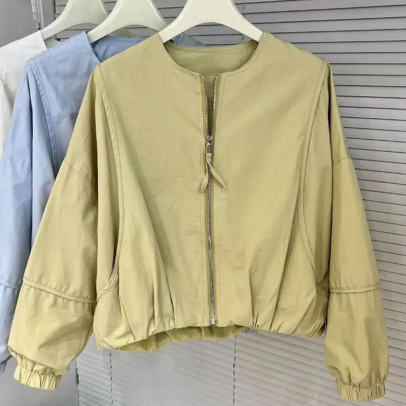 Women's Spring Autumn Zipper Round Neck Top Jacket Baseball Jersey Short Casual Design Premium Comfortable Versatile Trend Brand