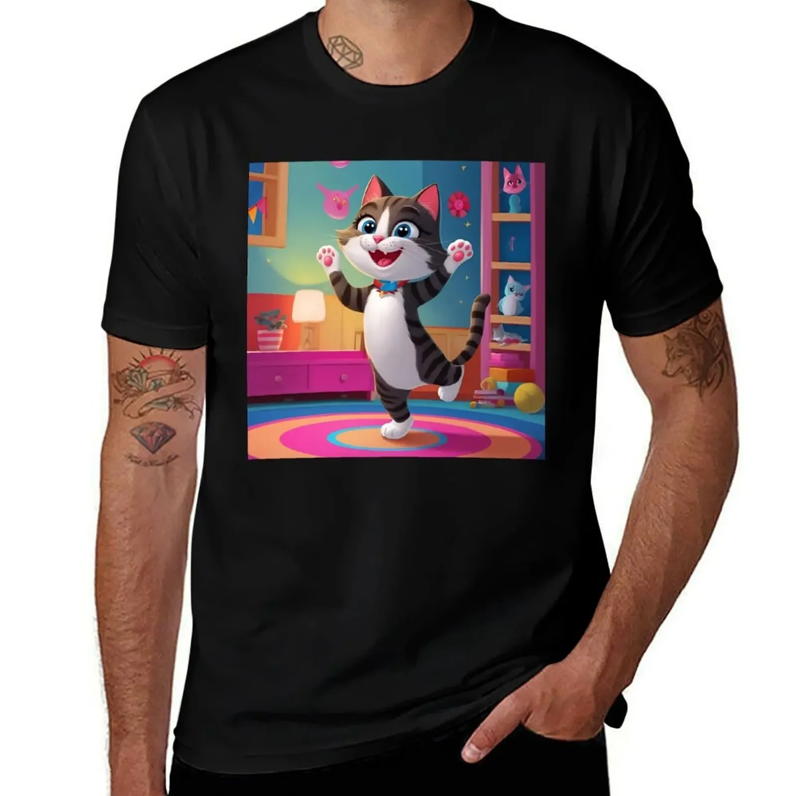 

Beautiful cat dancing in the living room T-Shirt custom shirt graphic t shirts graphics affliction shirts t shirt men
