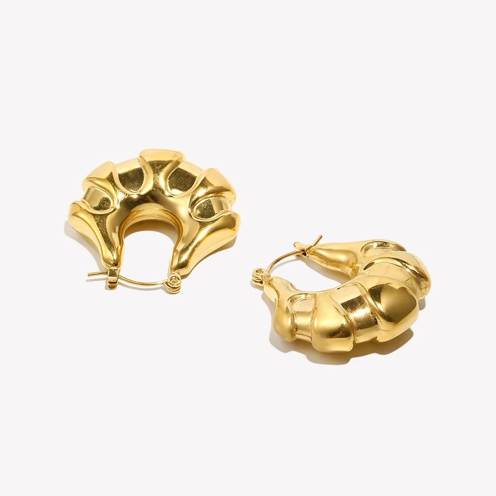 E.B.belle Trendy Special Purse Bag Shaped Gold Plated Light Weight Hoop Earrings For Woman Party Stainless Steel Earring Jewelry