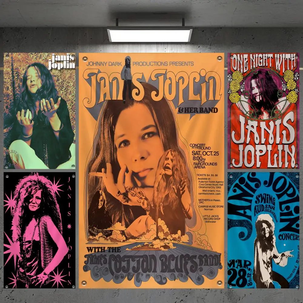 Singer J-Janis J-Joplin Flags Custom Camping Outdoor Garden Room Bedroom Decor Party Backdrops Wall Art Family Gifts
