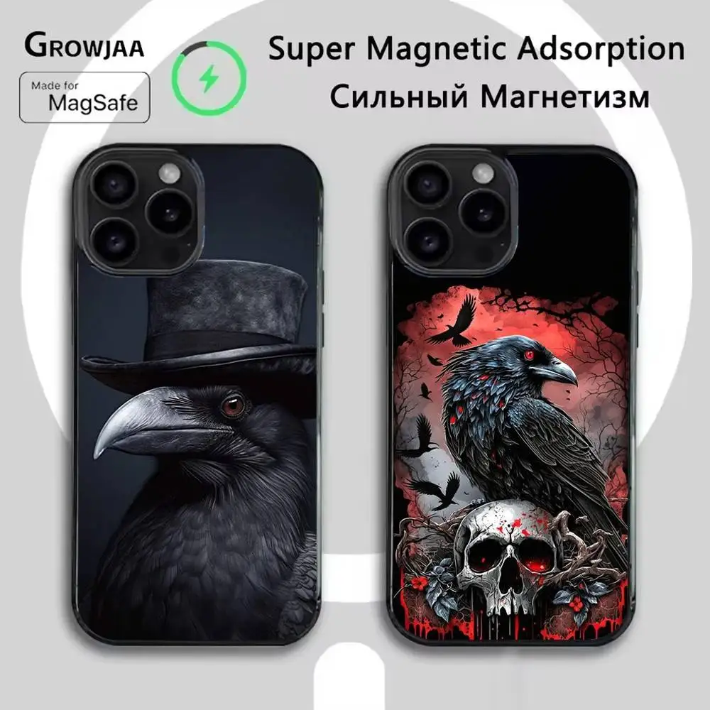 

Чехол для телефона Animal Crow для iPhone 16e, 16, 15,14,13,12,11, Plus, Pro, Max, Mini Magsafe с магнитной беспроводной зарядкой
