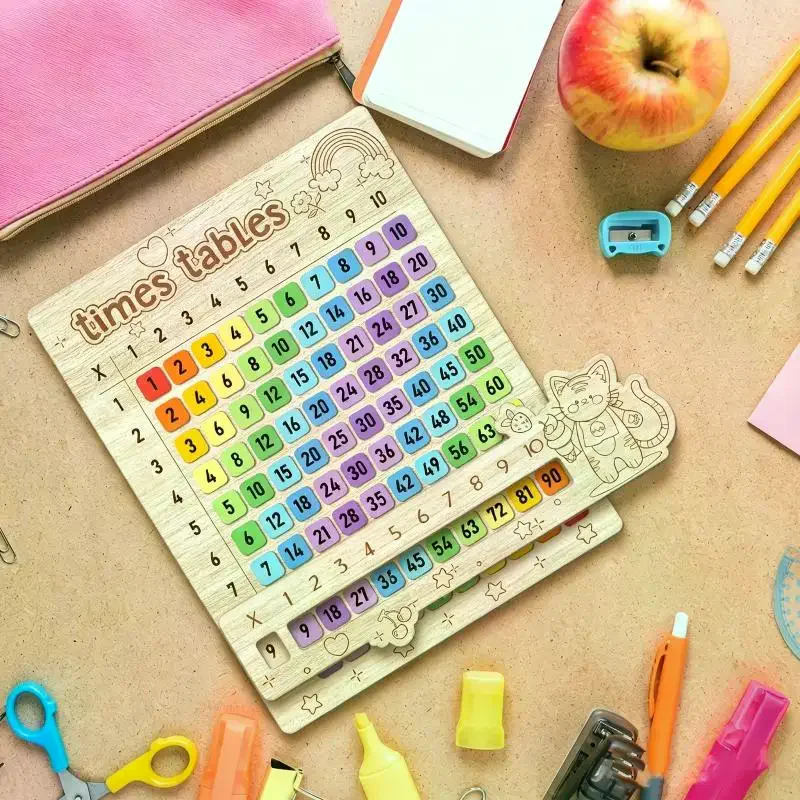 Montessori Educational Wooden Math Toys Multiplication Table Wooden Board Set Wood Learning Boards For Math Class Back-To-School