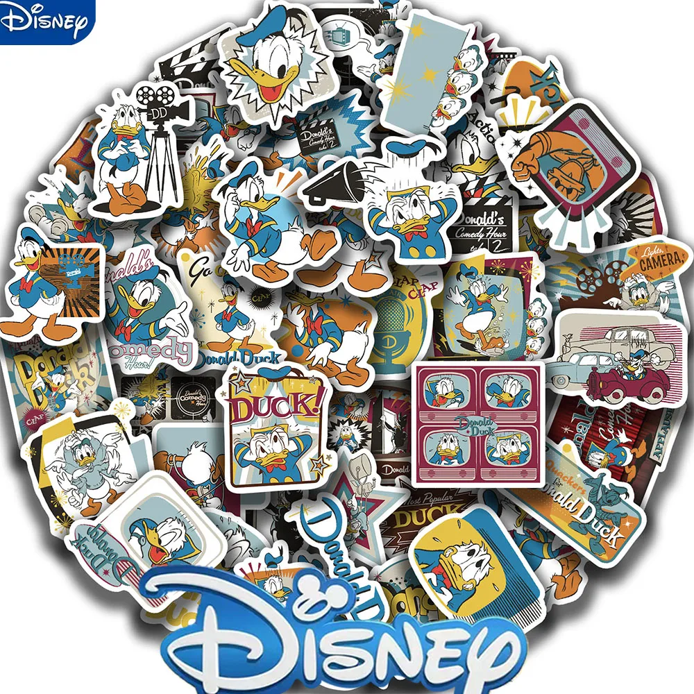 50pcs Disney Cute Cartoon Donald Duck Graffiti Stickers Laptop Phone Scrapbook Diary Luggage Stationery Sticker Kids Girl Toys