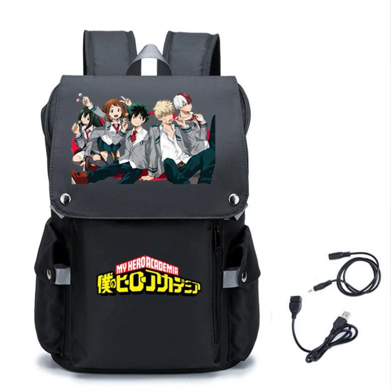 

My Hero Academia Print Backpack Mochila Teenarges Schoolbag Anime Men Women USB Charge Port Bookbag Laptop Shoulder Outdoor Bag