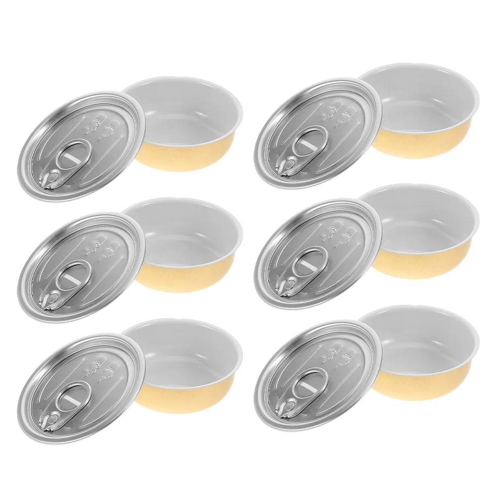

6Pcs Easy-Open Sealed Aluminum Cans 40Ml High-Temperature Steaming Resistant Snack Containers with Peel-Off Lids for Fresh Food