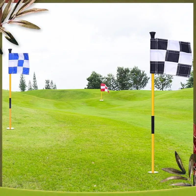 

Reliable-Golf Green Flag, Colorful Two-Section Checkered Green Target Hole Cup Flagpole, Golf Supplies