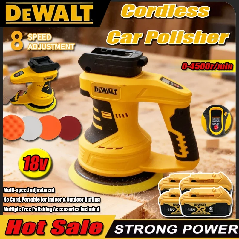 

2026 DEWALT 8 Gears Cordless Polisher Rechargeable Car Buffer Polisher Machine Electric Rotary Tool For 18V Battery