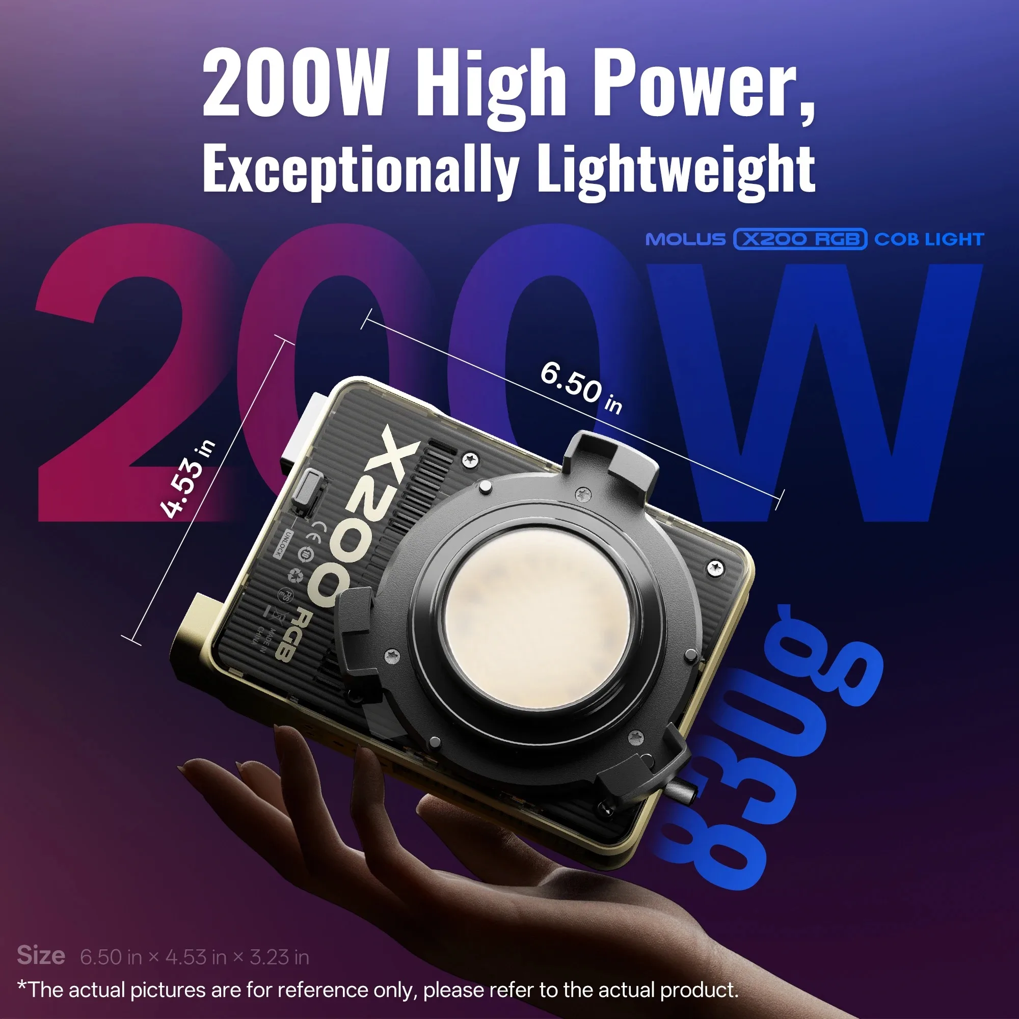 ZHIYUN MOULS X200 Bi-color/RGB 200W Portable Professional Lighting  2500-10000k APP Control for Video Recording