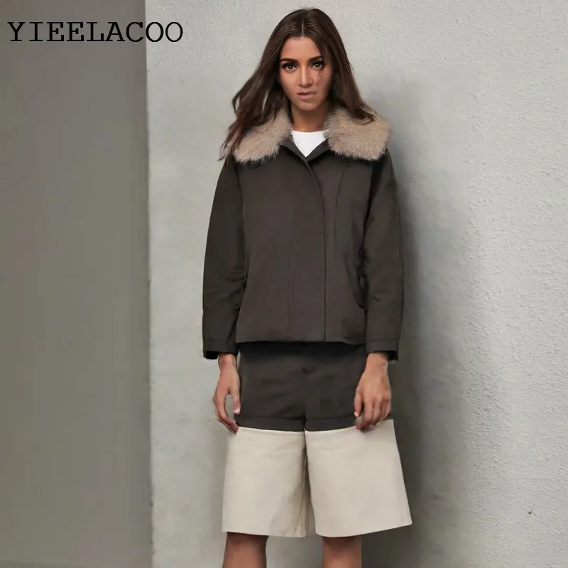 

women's Jacket one-piece spring / autumn trench coat classics Fashionable casual lapel windbreaker (Detachable faux fur collar)