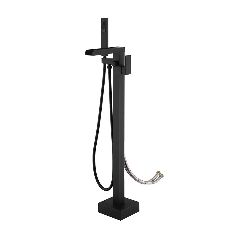 All-copper hot and cold water shower set, bathroom, square waterfall floor-to-ceiling bathtub, faucet tank edge
