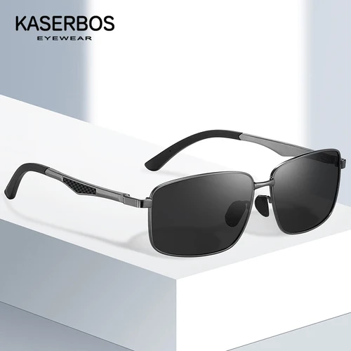 Imagen 2 del producto Gafas de sol polarizadas de aluminio y magnesio para hombre, lentes cuadradas protectoras UV400, para conducción nocturna, para exteriores