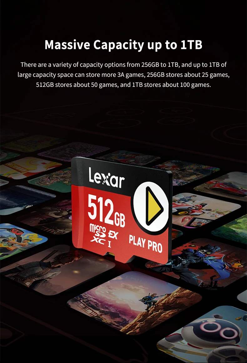 Lexar PLAY PRO MicroSDXC Express Karte 1TB Hochgeschwindigkeits-PCIe Gen3x1 Lesegeschwindigkeit bis zu 900MB/s Speicherkarte für Nintendo Switch 2 – Detail 8