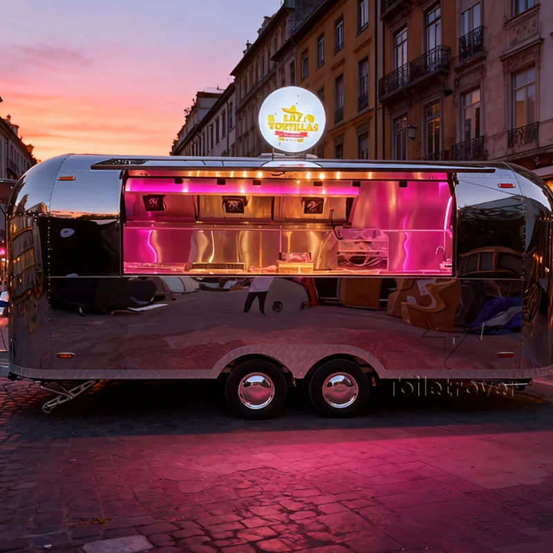 شاحنة طعام حديثة كبيرة للبيع التاكو البطاطس المقلية المخبوزة البطاطس الدجاج المشواة شواء مقطورة الطعام مع المطبخ