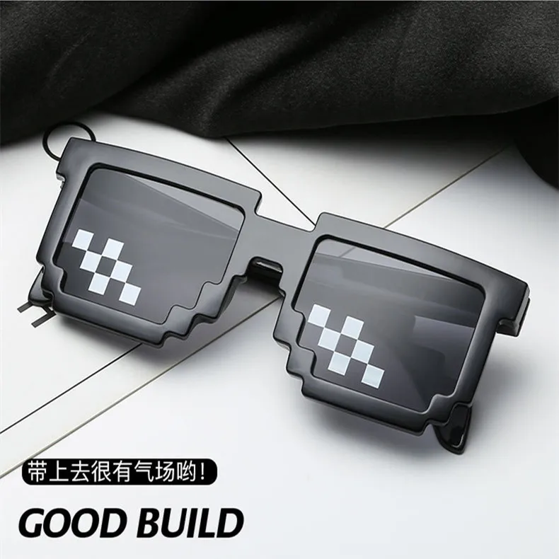 Sunglasses Adults Kids CosPlay Minecrafter Square Glasses EVA Case Toys for Children Gift