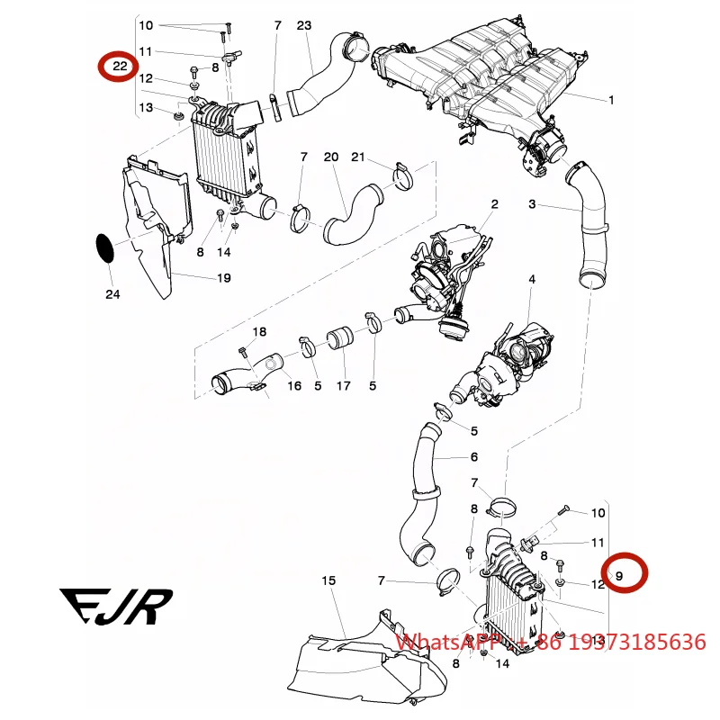 مبرد داخلي W12 6.0 LH لـ Bentley Flying Spur Continental GT Continental GTC رقم الجزء 3W0145803E