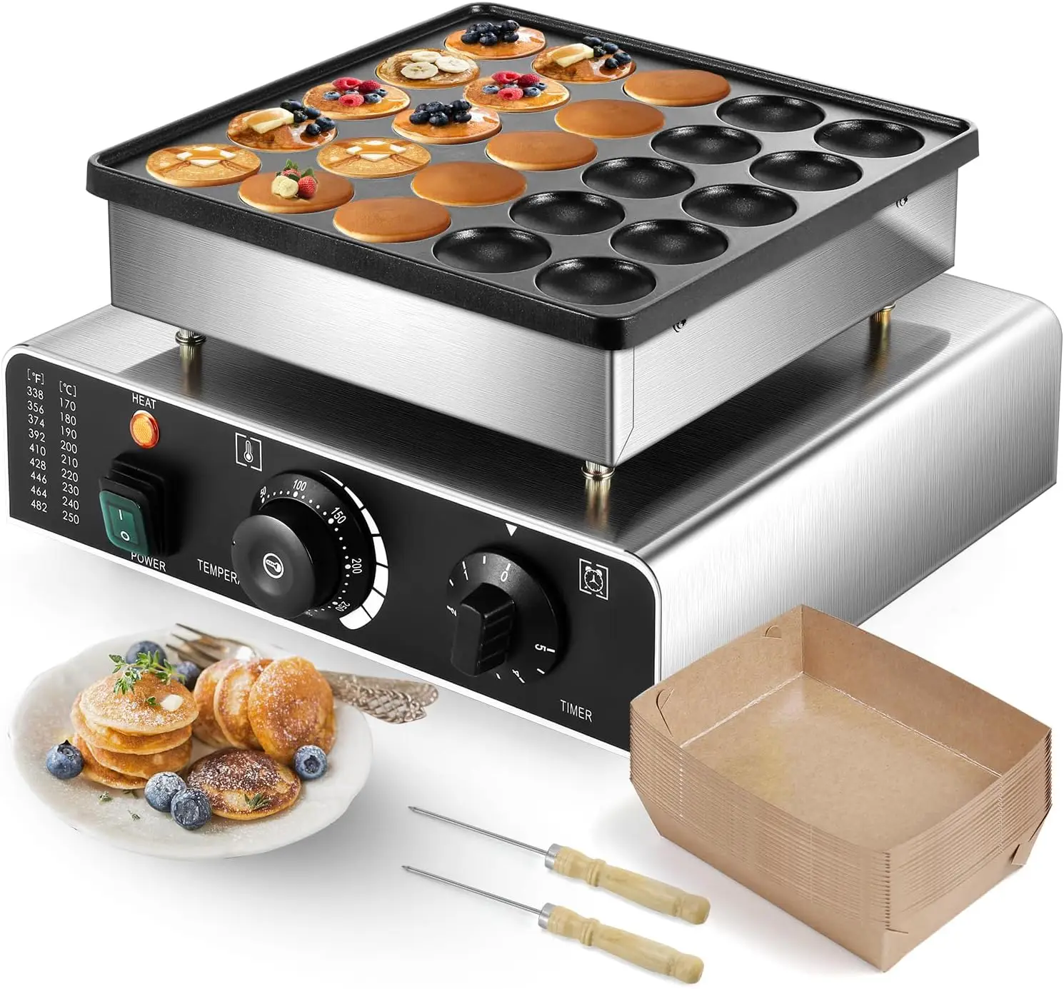 Mini Pancake Maker Machine, 25PCS Non-Stick Electric Baker for Home Kitchen or Cafe, 110V