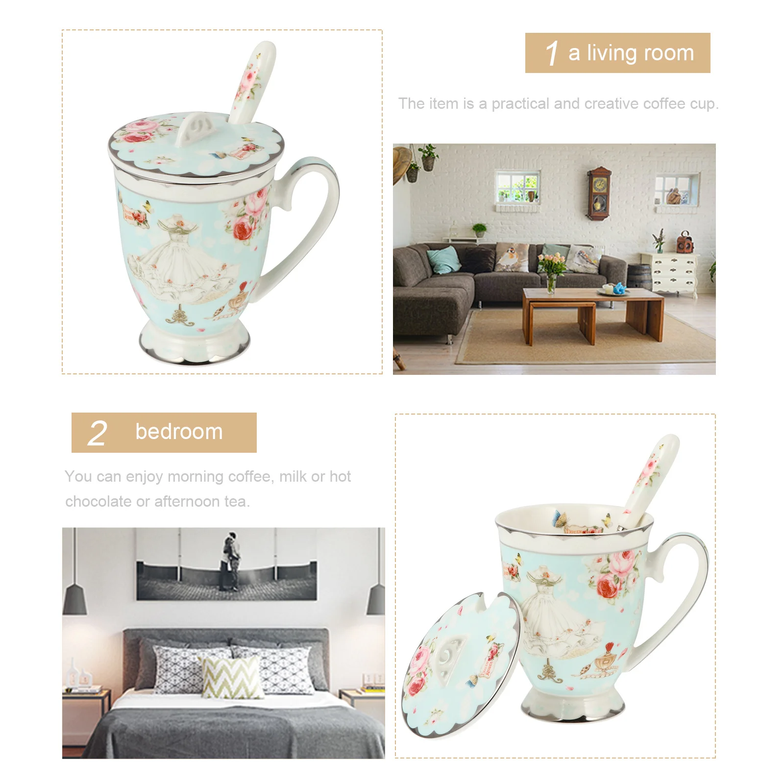 

Ceramic Cup Set Water Mug Coffee Cup for Home Office Use Flat Base Non-Slip Design Easy to Carry and Clean